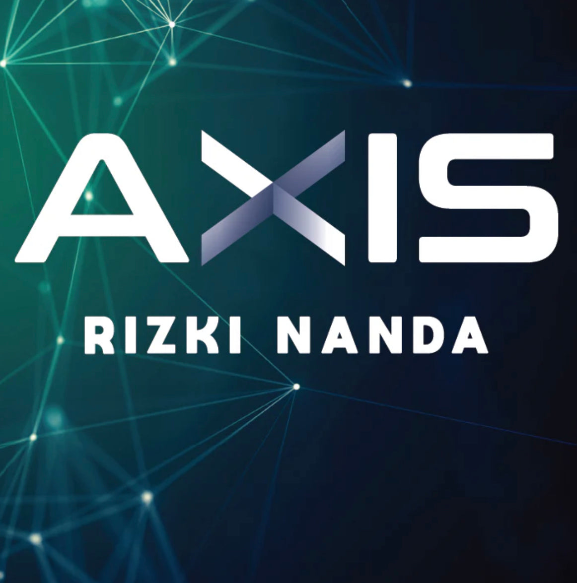A person in a denim jacket performs a card trick with a deck of Bicycle playing cards. The text reads AXIS RIZKI NANDA MAGIC TRICK on a digital, tech-inspired background, showcasing magic tricks you can buy.