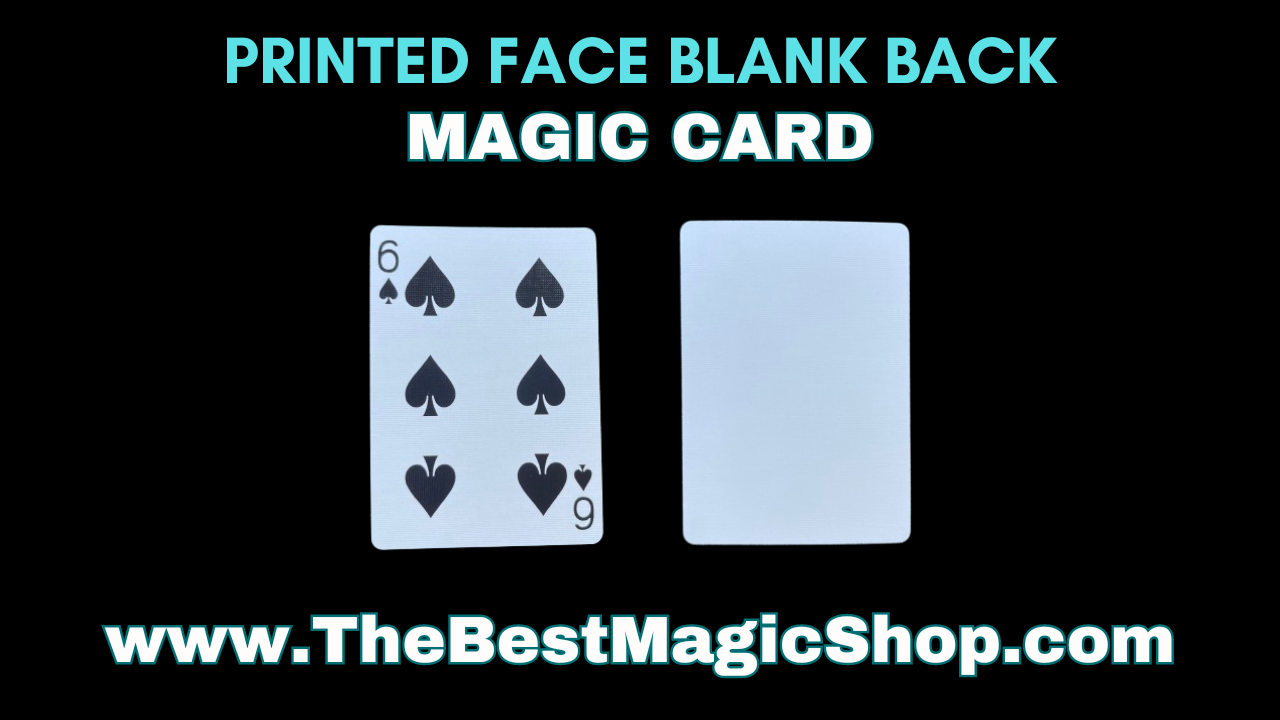 Printed face blank back magic card, showing a six of spades and a blank back.