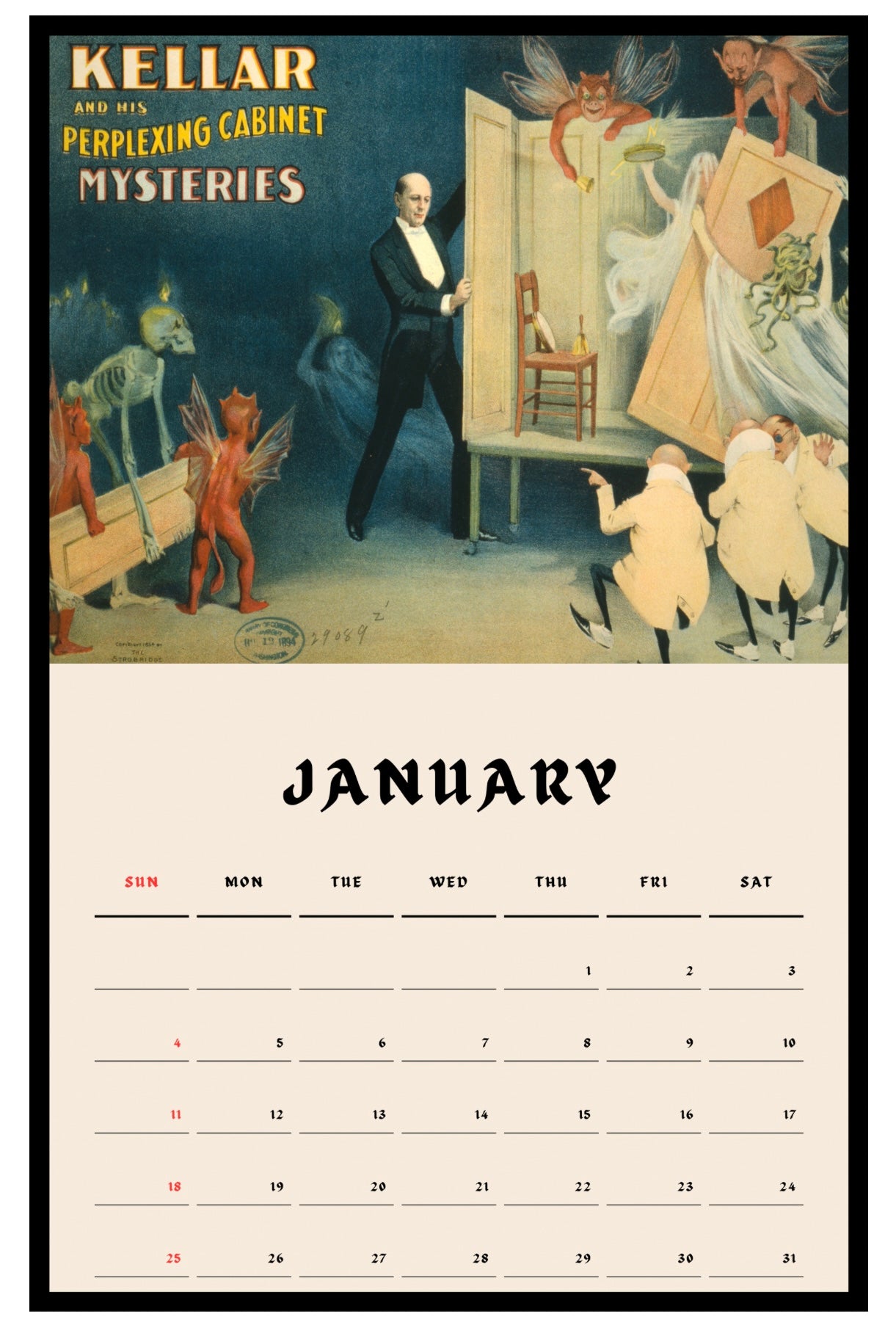 13 Month Magic Calendar 2026 - Vintage Magic Posters Wall Calendar - Pre Order