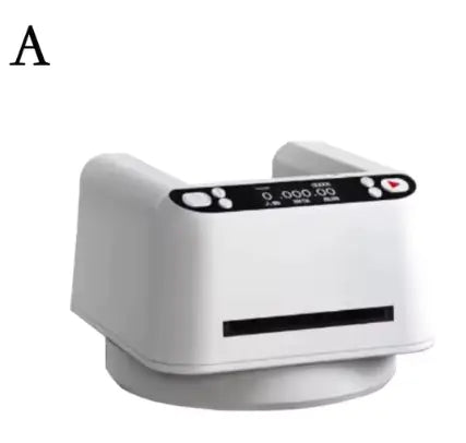 White, rectangular, electronic automatic card dealer with a digital display and controls.