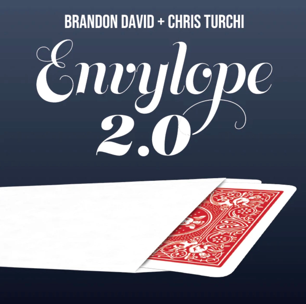 Magic card trick book cover, "Envelope 2.0," by Brandon David and Chris Turchi.