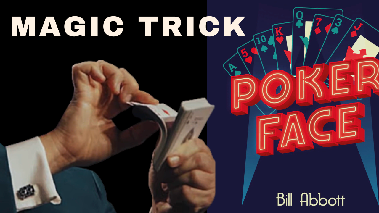 Neon red "Poker Face" title graphic with poker cards, and author's name.