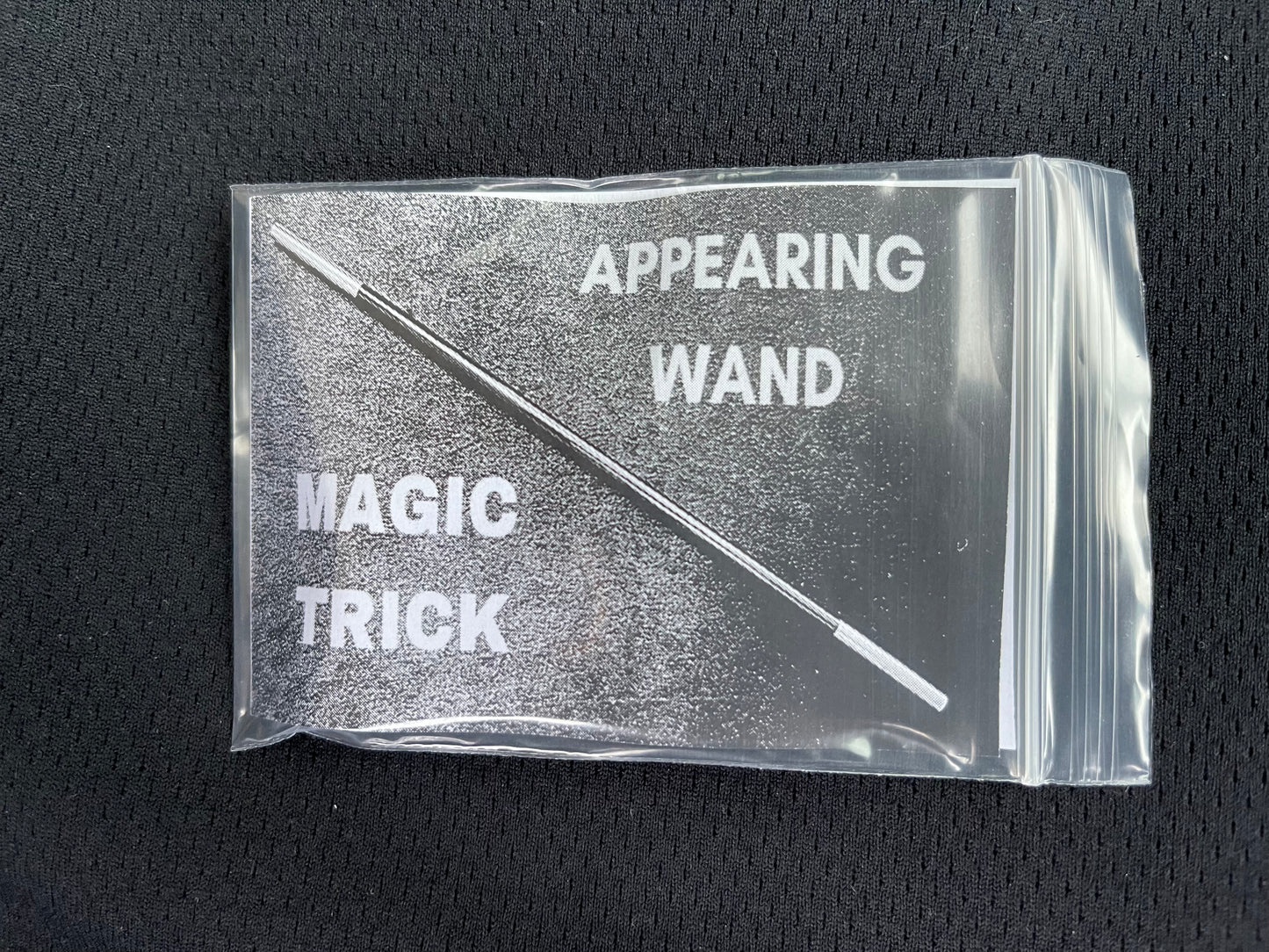 The appearing magic wand in a plastic ziplock bag