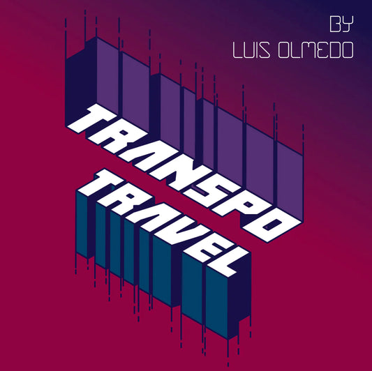 3D stylized graphic of the words "TRANSPO TRAVEL" in white, set against a gradient maroon and purple background.