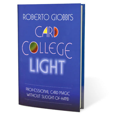Hardcover book titled "Card College Light" by Roberto Giobbi, featuring professional card magic techniques.
