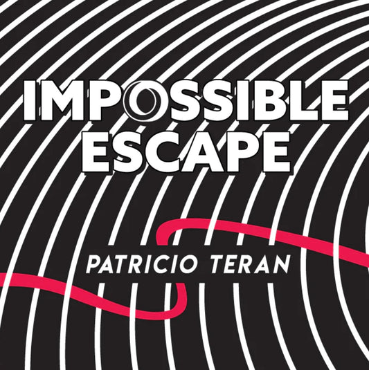 Hands manipulating a magic trick card with a small object, showcasing the "Impossible Escape" card trick by Patricio Teran.